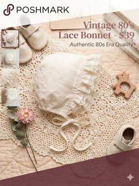 Vintage 80s Pink Lace Baby Bonnet – Handmade Heirloom Quality
